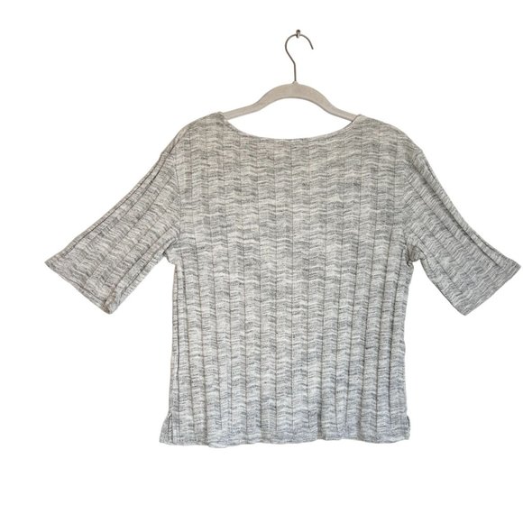 MNG Basics Women's Short Sleeve Sweater in Marled Gray - Size Small - Picture 2 of 4